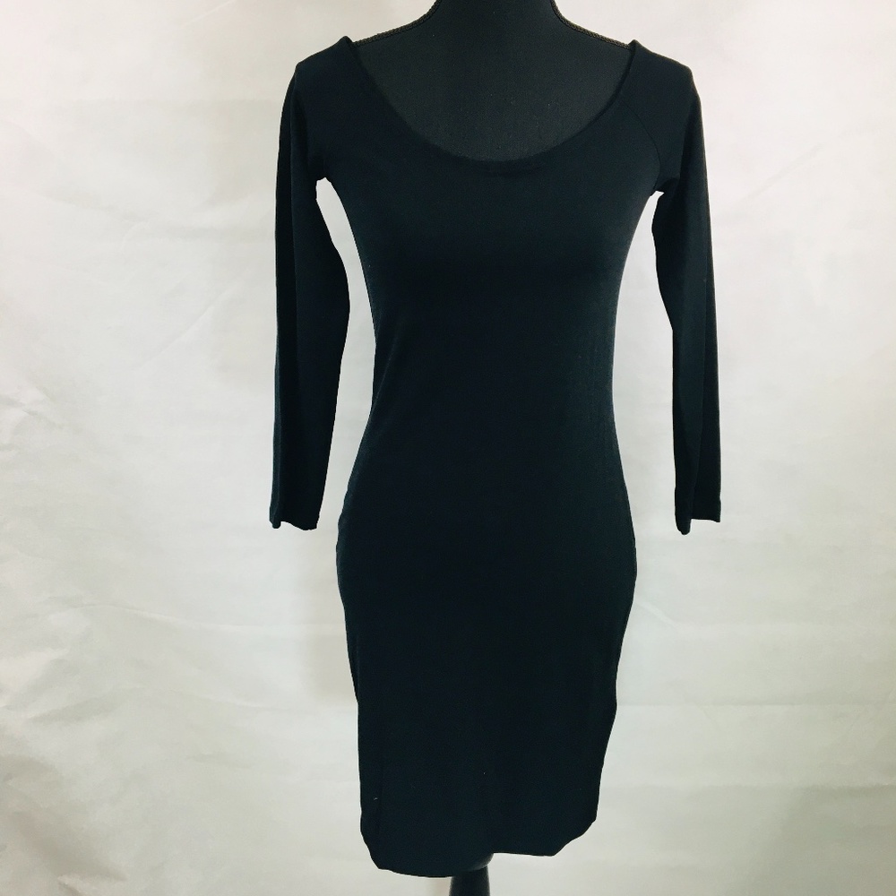 New BASIC H&M little black long sleeve DRESS small
